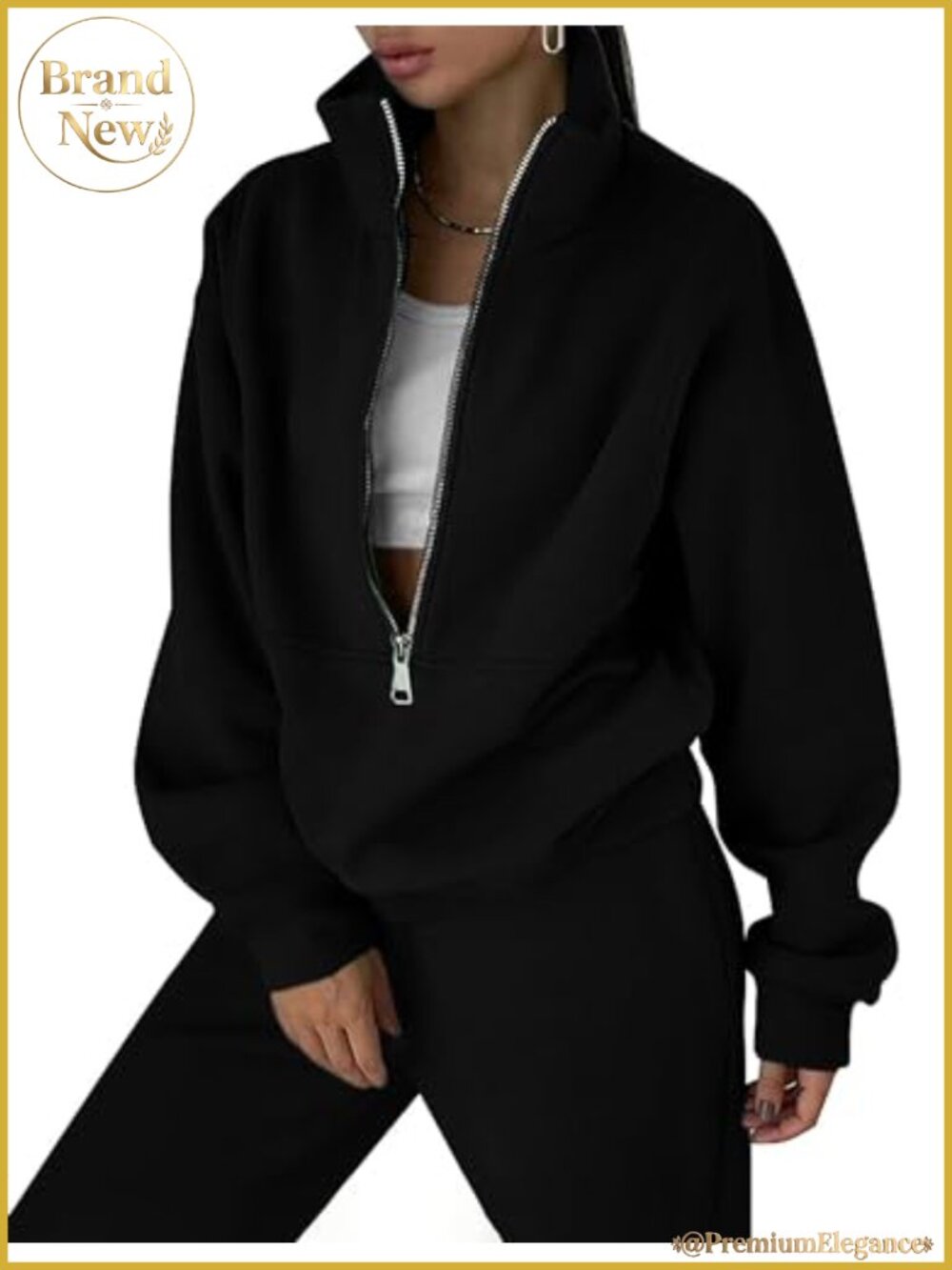 Women's 2-Piece Half-Zip Sweatsuit Lounge Set with Joggers